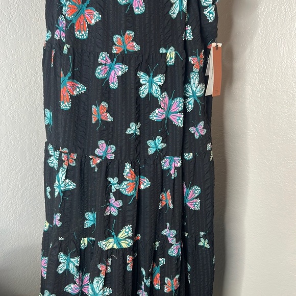 CRISTINA MARTINEZ PRINT TIERED SUNDRESS IN BLACK BUTTERFLY BEAUTY SIZE 3X - Picture 6 of 10